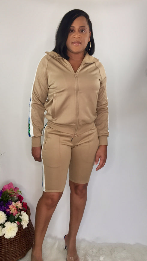Came to Slay | Two piece short set (taupe)