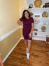 On Vacation- dark burgundy two piece short set