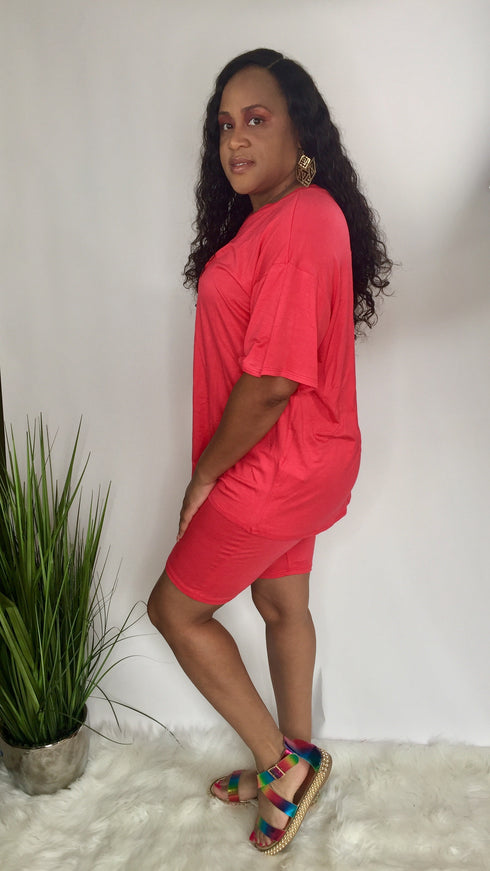 Perfect Lounge|biker shorts outfit -coral