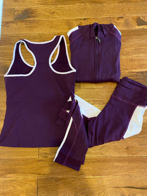 Three Piece Tracksuit Set|Back on Track-Purple