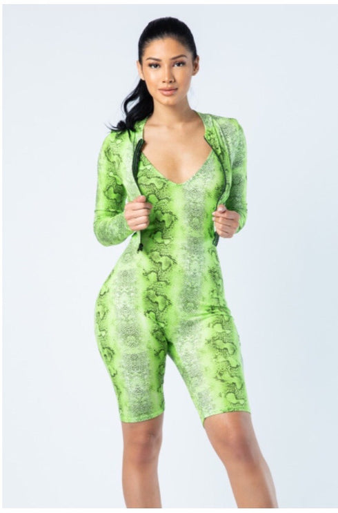 Poison| snake print set (neon green)