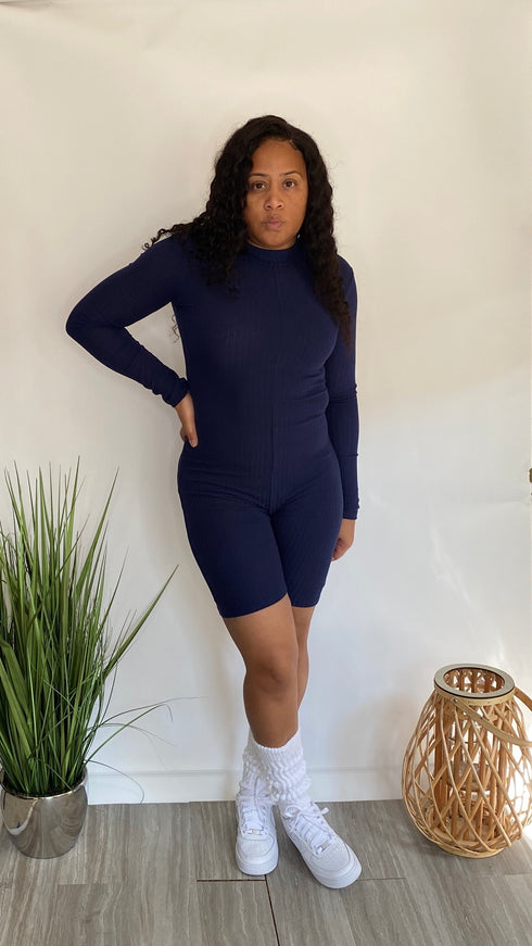 Into You - high neck romper (navy)