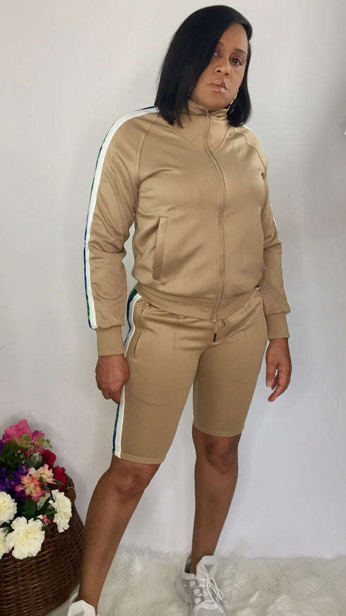 Came to Slay | Two piece short set (taupe)