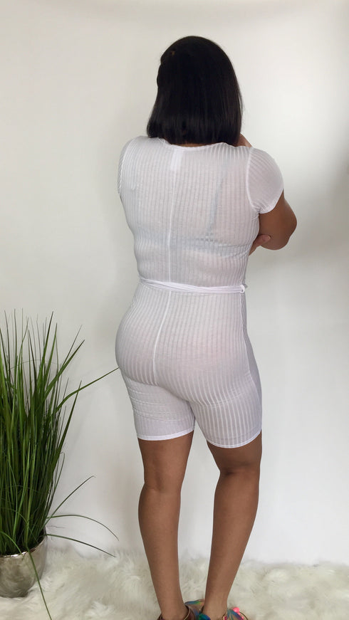 Taking Control | v neck romper (white)