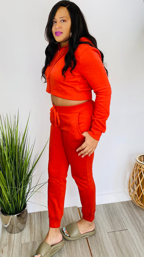 Chase the Dream - rust cropped jogger set