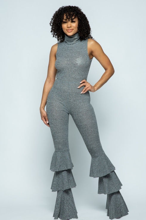 Ruffle some feathers | womens jumpsuit Heather grey
