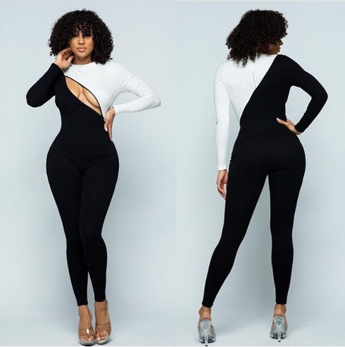 Meet me Halfway | black and white jumpsuit