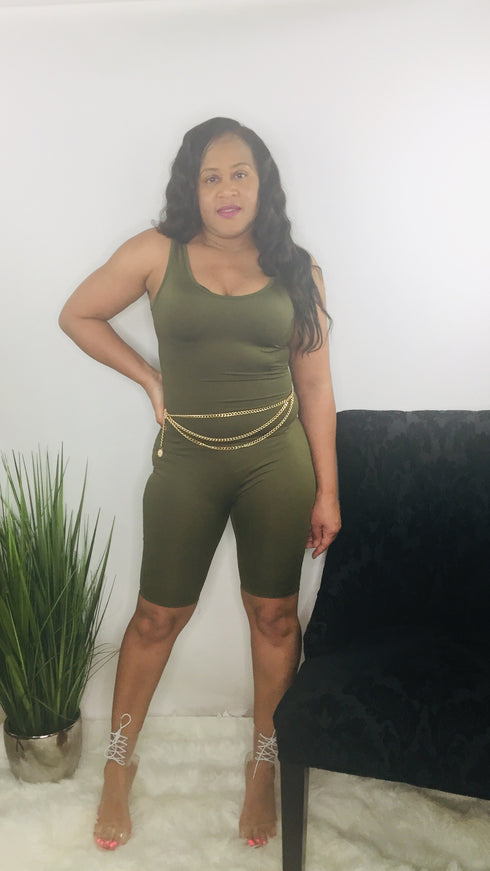 Call you later - olive green romper