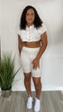 Fine Girls | Crop jacket and biker short set (white)