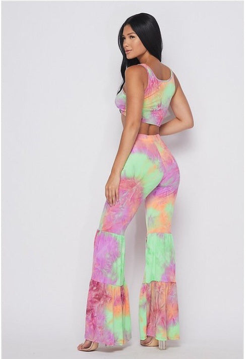 Sunset | Two piece tie dye pant set