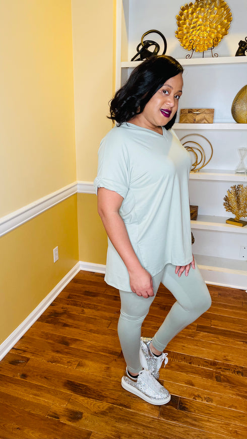 My favorite- light sage 2 piece legging set