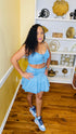 Sweetheart- two piece skirt set (light denim)