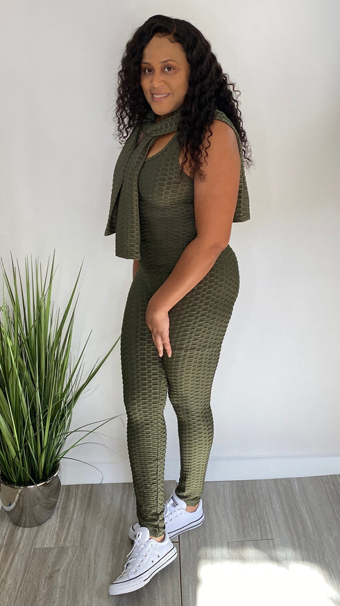 Places to Be|3 piece Brazilian tracksuit set-olive