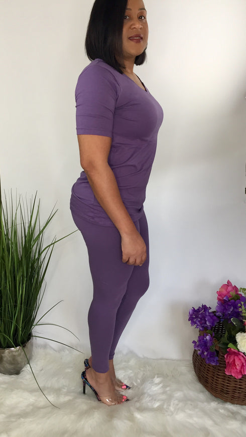 Sweet and Simple|2 piece legging set-lilac grey