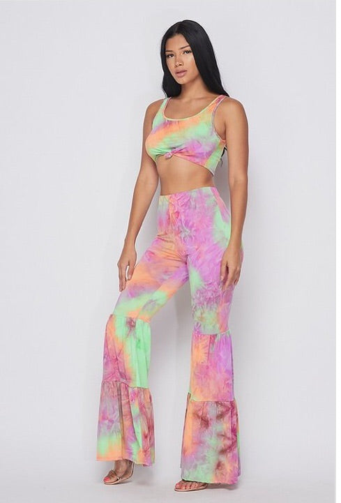 Sunset | Two piece tie dye pant set