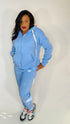 Comfy Living Sweatsuit| cream blue jogger set