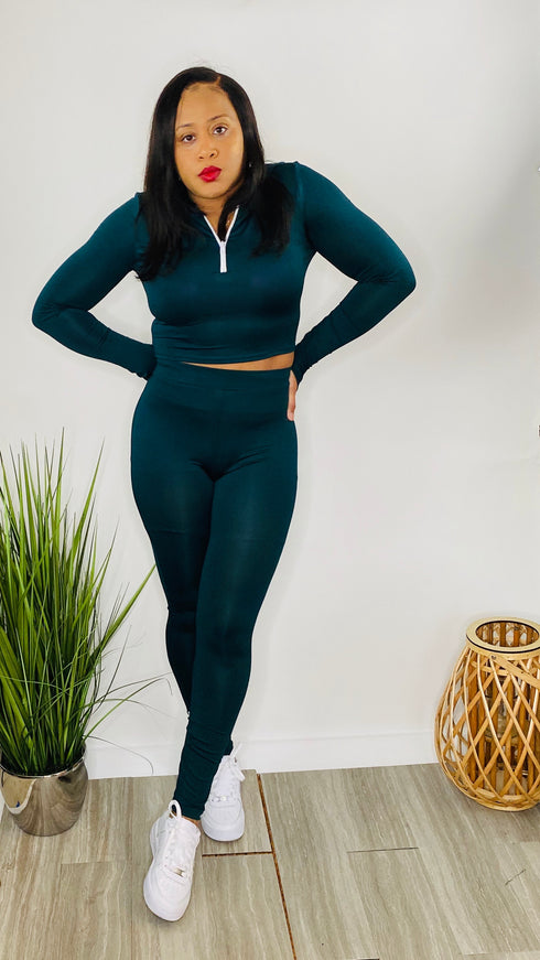 Boss Girl Set | green two piece activewear set