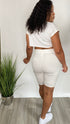 Fine Girls | Crop jacket and biker short set (white)