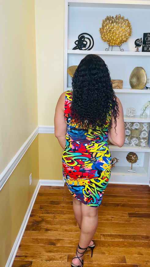 Graffiti dress | sexy bodycon dress (multi)