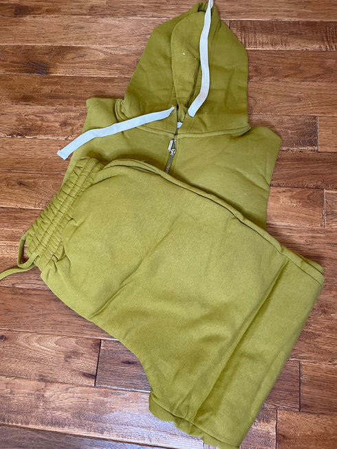 Comfy Living Plus |sweatsuit set-olive mustard