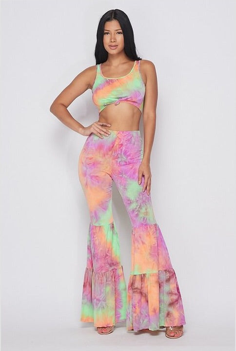 Sunset | Two piece tie dye pant set