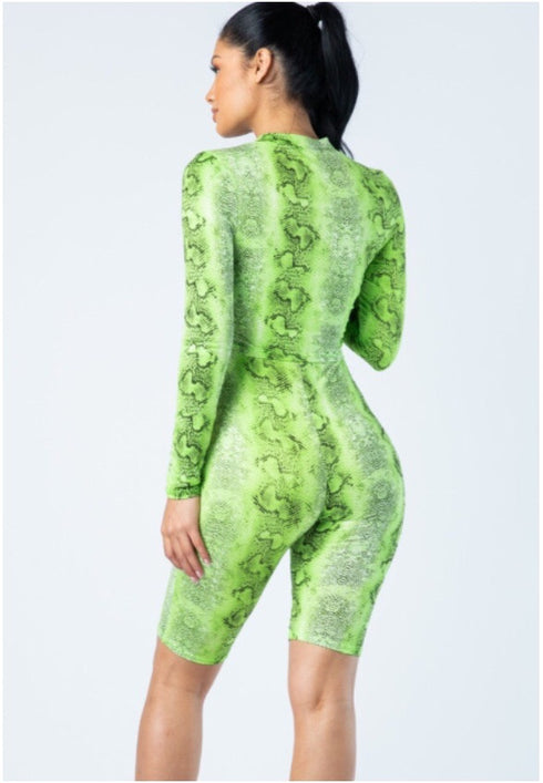 Poison| snake print set (neon green)