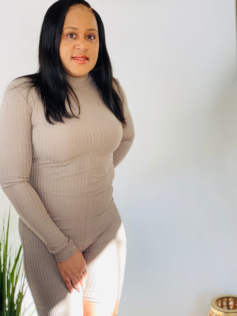 Into You - high neck romper (taupe)