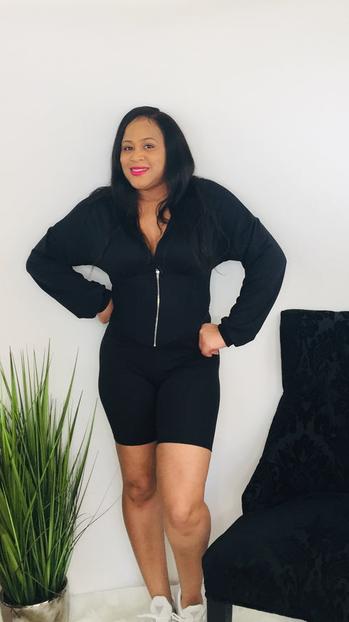 Uptown | black corset and biker short set