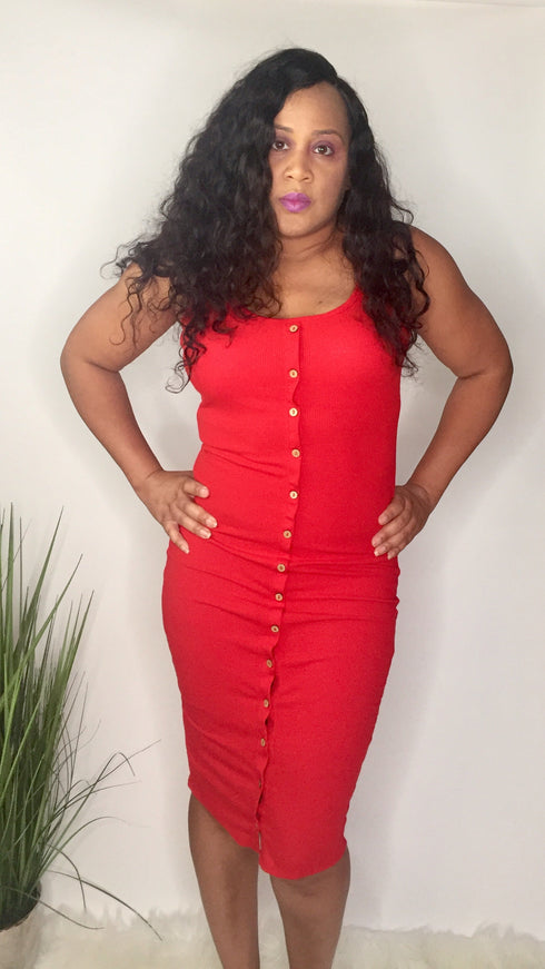 Red Hot | red midi dress