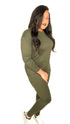 Long sleeve tshirt legging set|Casual but Cute-olive