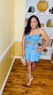 Sweetheart- two piece skirt set (light denim)