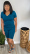 Baesic- teal biker short set