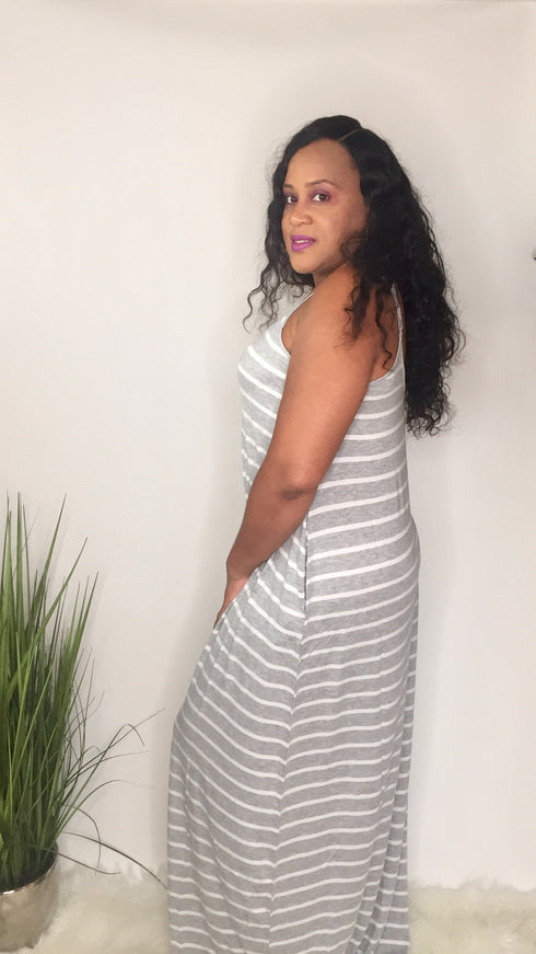 Spring Love | striped dress (heather gray/ivory)