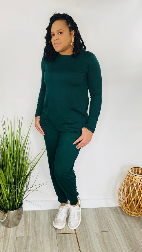 Casual Slay - hunter green jogger set