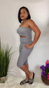 Tight Squeeze | strapless jumpsuit-heather gray