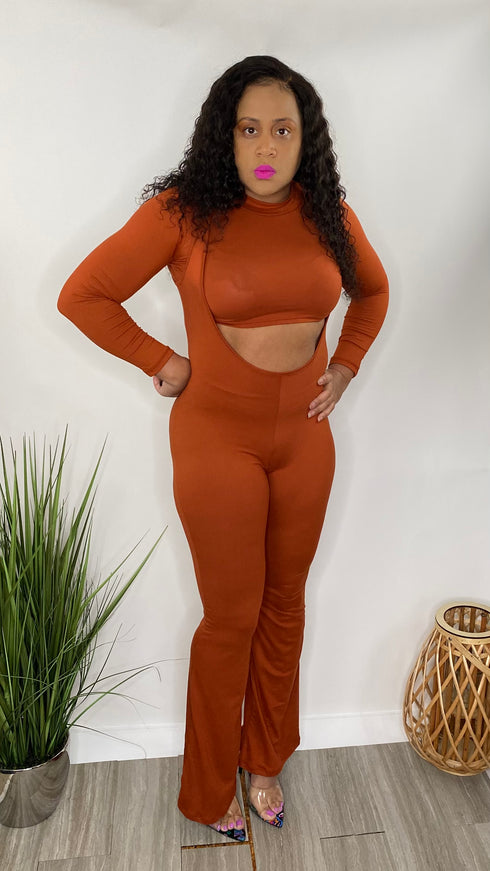 Too fierce | bell bottom two piece set (rust)
