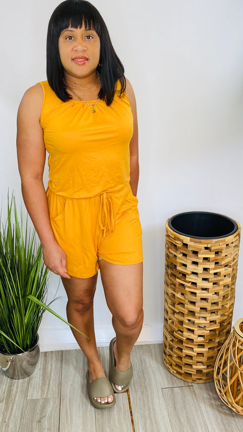Little miss thing - sleeveless romper (ash mustard)