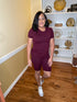 On Vacation- dark burgundy two piece short set