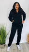 Weekend Ready|Faux Fur lined Basic Sweatsuit-Black