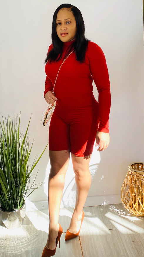 Into You - high neck romper (rust)