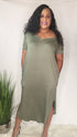 Summer Getaway | v neck dress (light olive)