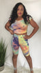 Rainbow Dreams - two piece tie dye biker short set