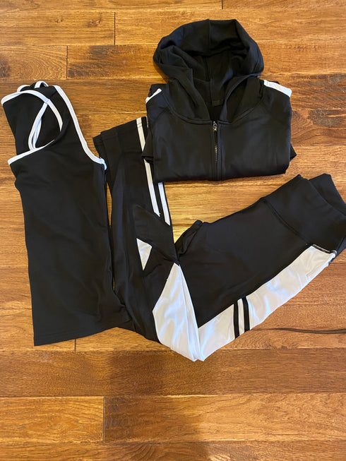 Three Piece Casual Tracksuit Set|Back on Track-Black