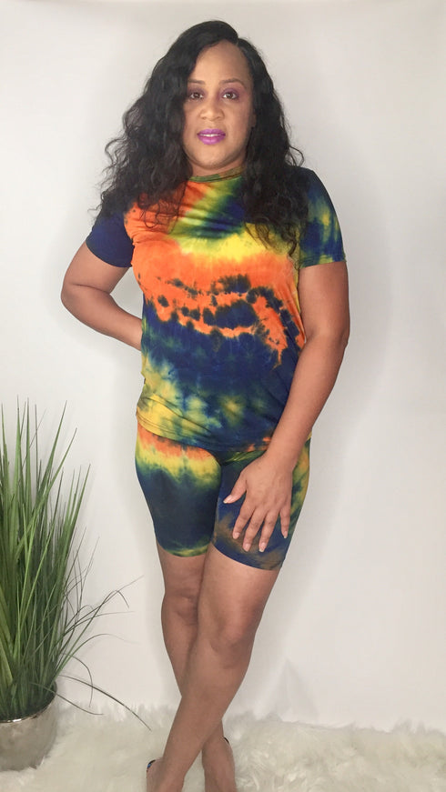 Candy Crush | matching biker short set (blue/yellow)