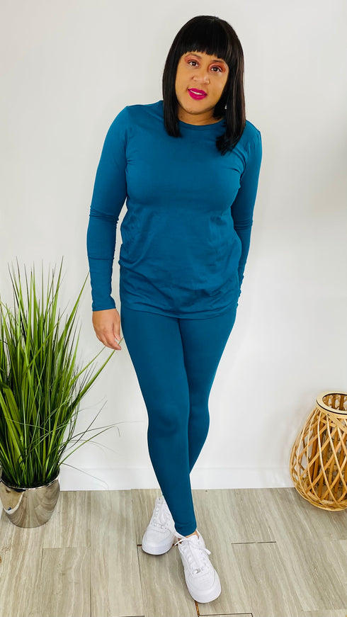 Saturday Mornings - teal two piece legging set