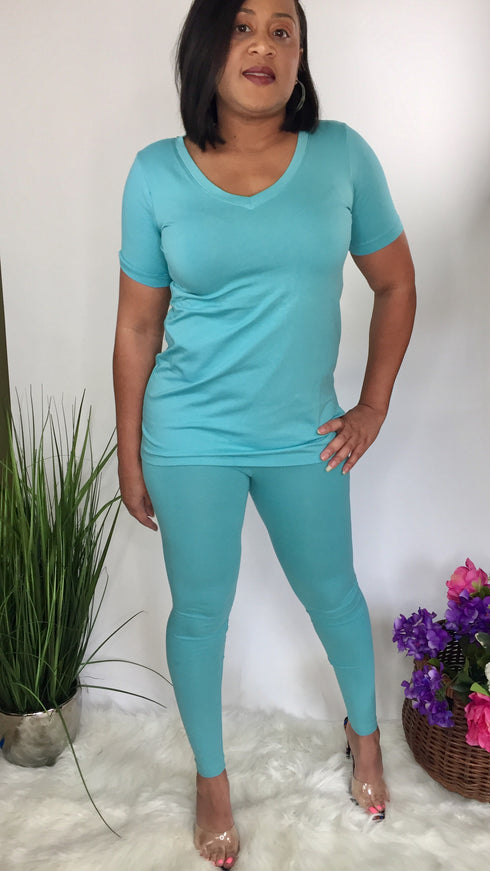 Sweet and Simple | two piece legging set (ash mint)