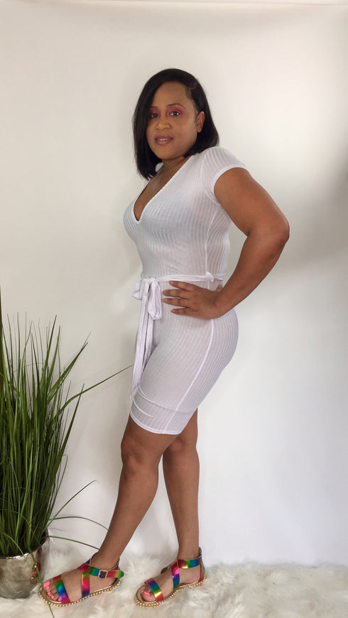 Taking Control | v neck romper (white)