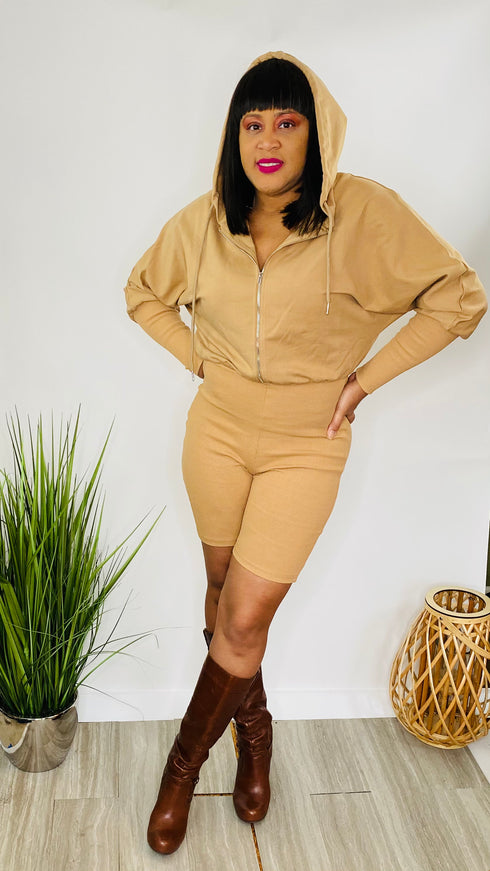 Take Control - long sleeve romper (Mocha)