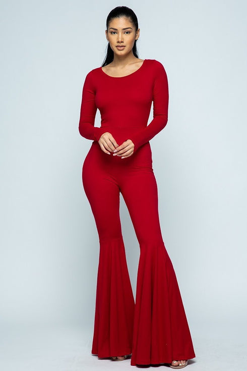Charming | long sleeve jumpsuit (burgundy)