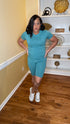 On Vacation- two piece biker short set (dusty teal)